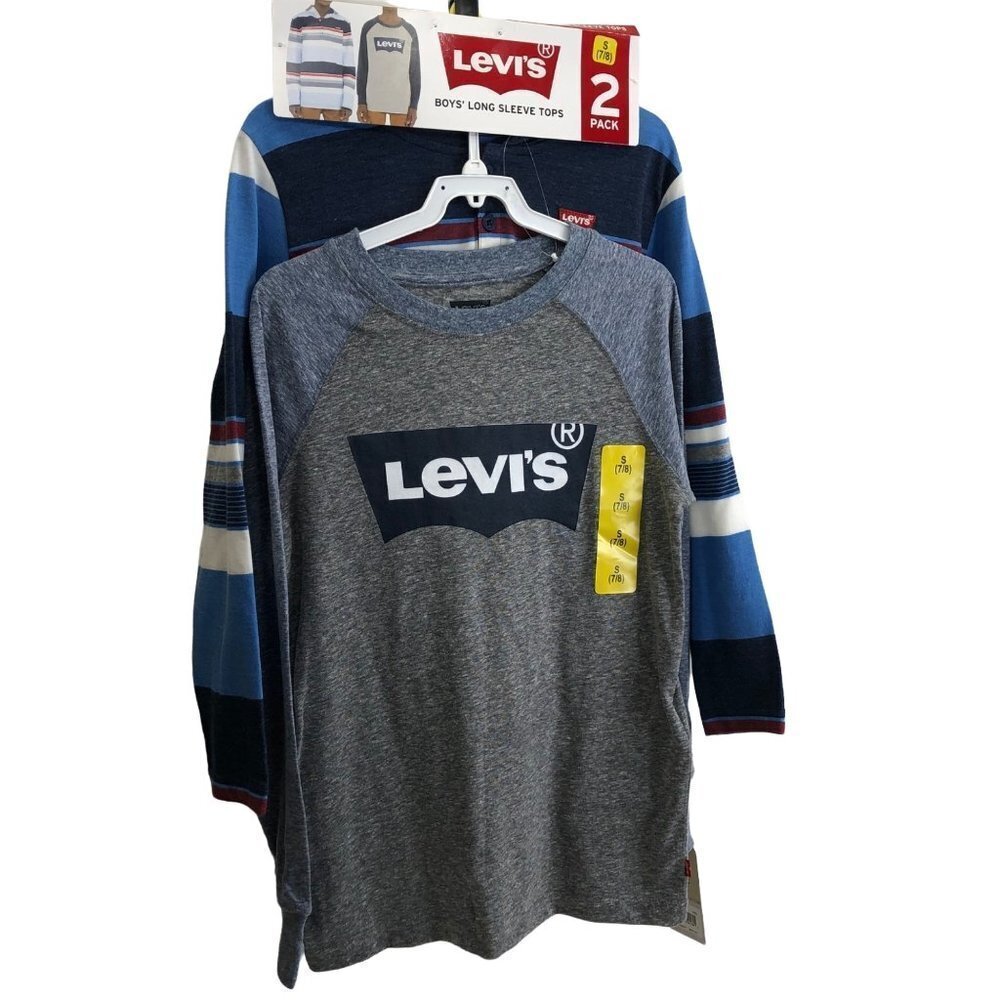 LEVIS BOYS LONG SLEEVE SHIRT&SHIRTWITH HOODIE SIZE SM 7/8